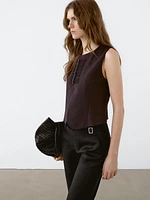 Linen blend beaded waistcoat