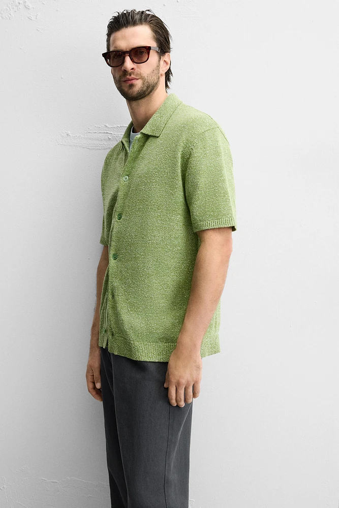 BOUCLÉ TEXTURED KNIT SHIRT