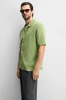 BOUCLÉ TEXTURED KNIT SHIRT