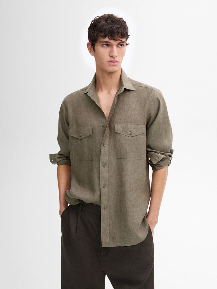 Chemise avec poches 100 % lin