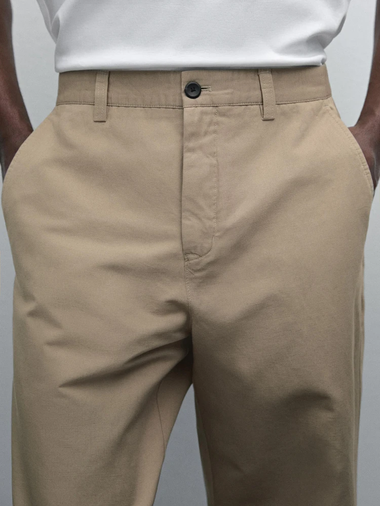 Pantalon regular coton mélangé