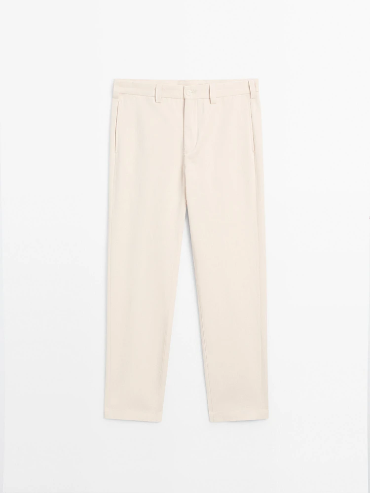 100% cotton straight-leg trousers