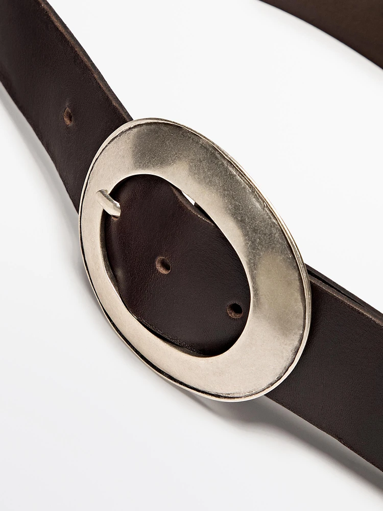 Ceinture en cuir nappa avec boucle ovale