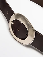 Ceinture en cuir nappa avec boucle ovale