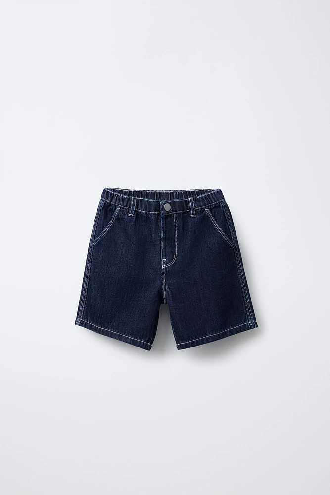 LABEL TRIM DENIM SHORTS