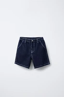 LABEL TRIM DENIM SHORTS