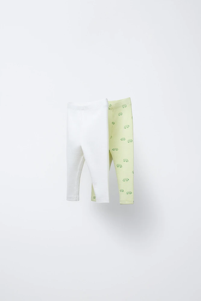 TWO-PACK OF RIBBED LEGGINGS WITH CARAVAN PRINT