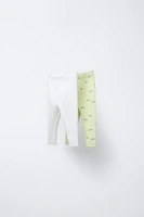 TWO-PACK OF RIBBED LEGGINGS WITH CARAVAN PRINT