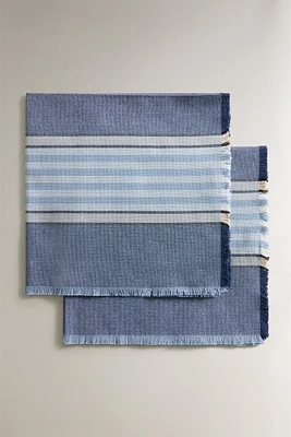 SET OF DYED THREAD STRIPED NAPKINS