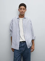 Chemise lin regular à rayures