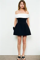 CONTRAST STRAPLESS DRESS