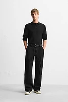 LEATHER PANEL CARGO JEANS