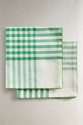 SET OF CHECK DYED COTTON NAPKINS