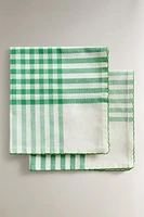 SET OF CHECK DYED COTTON NAPKINS