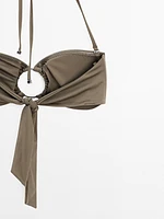 Bandeau bikini top with ring detail