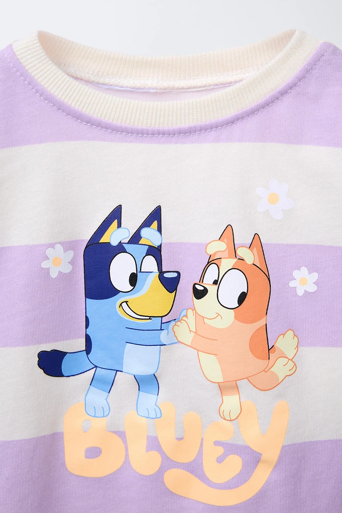 BLUEY © LUDO STUDIO STRIPED T-SHIRT AND SHORTS JOGGING SET