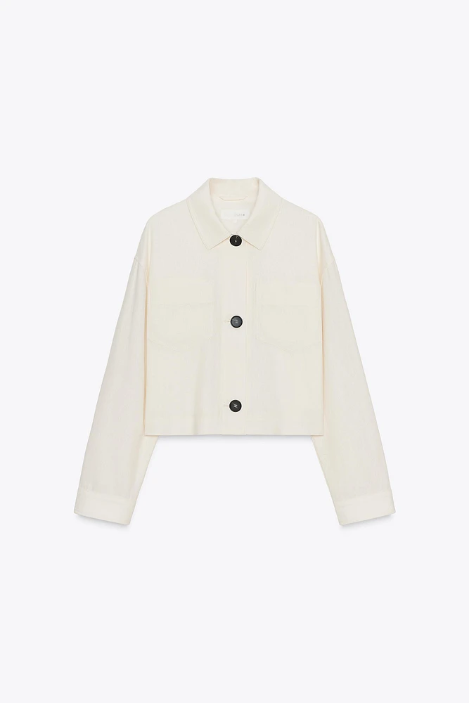 LINEN JACKET WITH CONTRAST SLEEVES