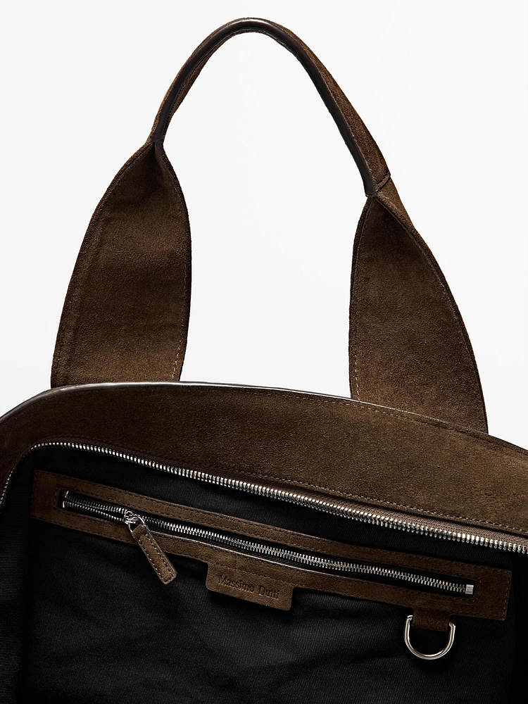 Sac cabas en croûte de cuir