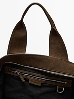 Sac cabas en croûte de cuir