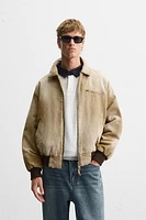 WASHED EFFECT BOMBER JACKET