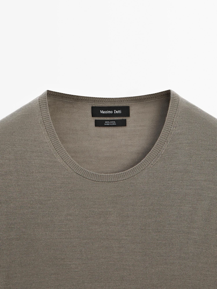 T-shirt en maille 100 % laine mérinos