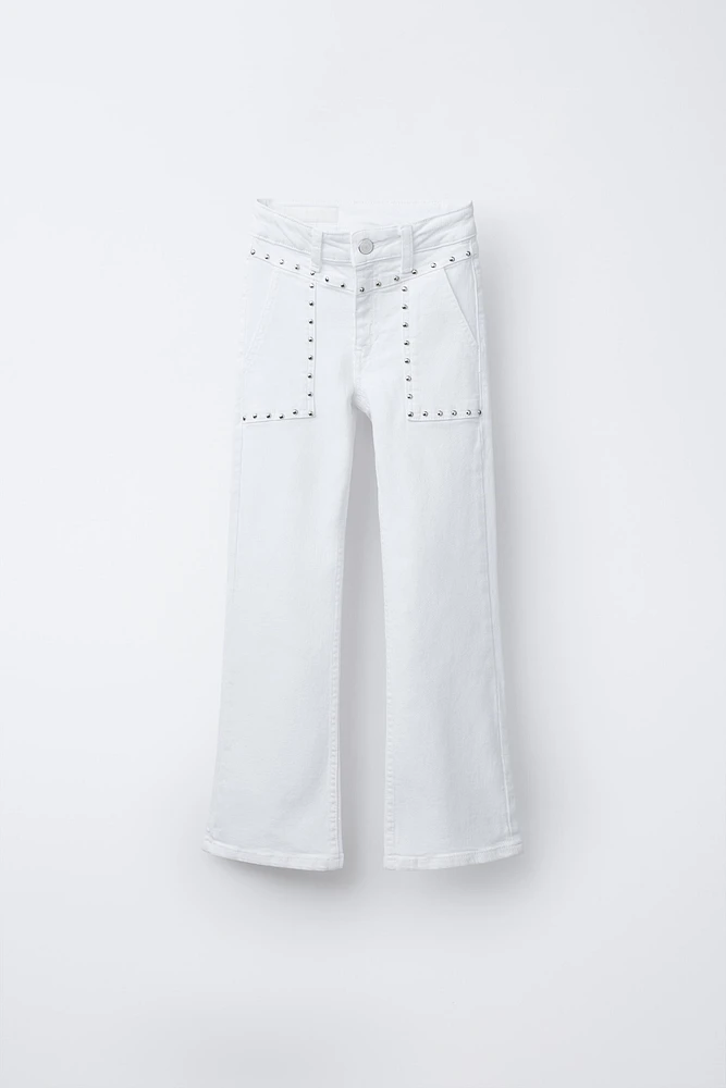 STUDDED FLARE JEANS