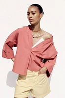 CHEMISE EN POPELINE AVEC MANCHES LARGES