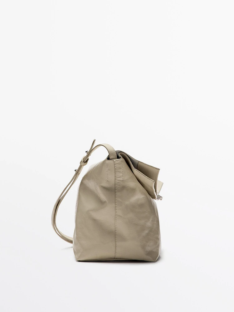 Crackled nappa leather flap bag