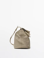 Crackled nappa leather flap bag