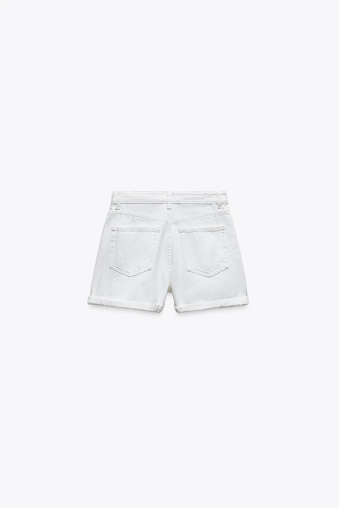SHORT EN JEAN TAILLE HAUTE TRF MOM FIT