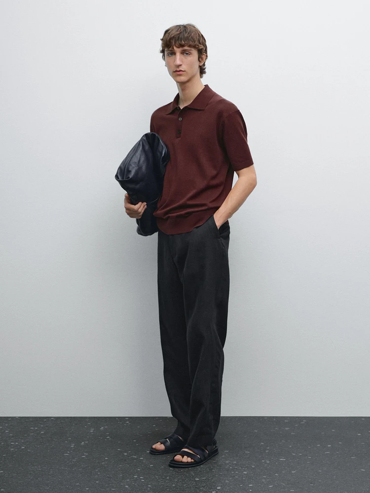 100% cotton regular fit knit polo shirt