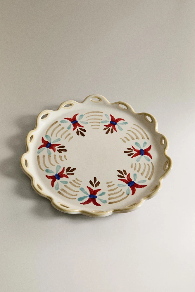 CERAMIC FLORAL DESSERT PLATE