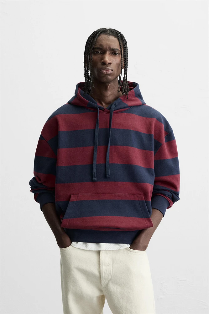 STRIPED HOODED SWEATSHIRT