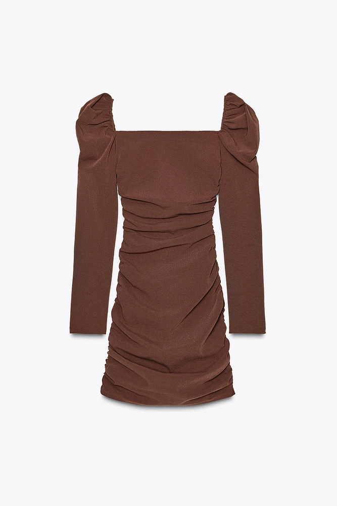 STRETCH GATHERED MINI DRESS
