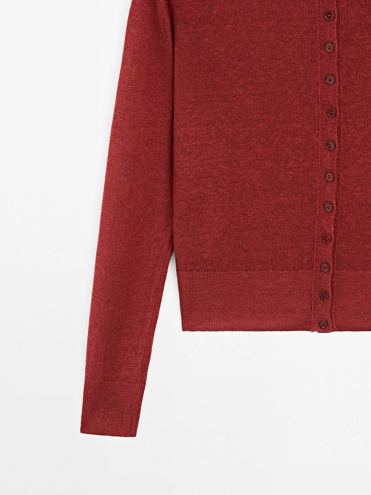 100% linen long sleeve cardigan