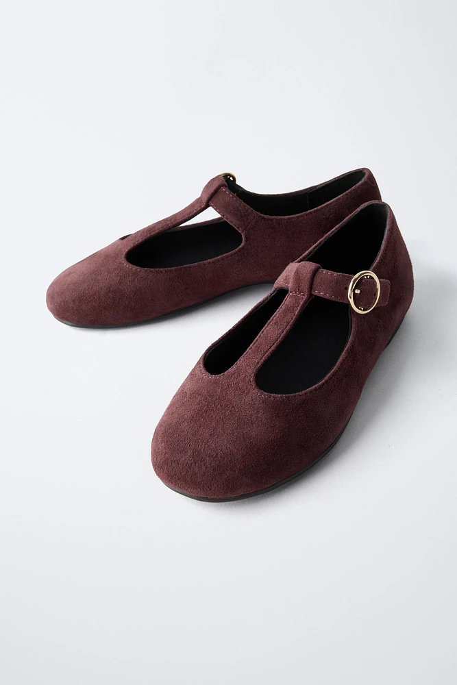 SUEDE T-BAR SHOES
