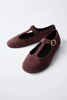 SUEDE T-BAR SHOES