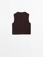 Linen blend beaded waistcoat