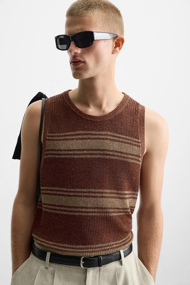 LINEN VISCOSE KNIT TANK TOP