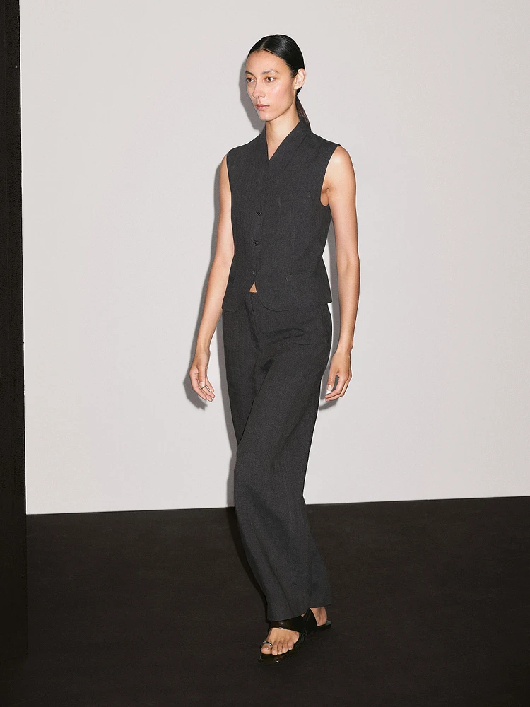 Pantalon straight léger 100 % lin