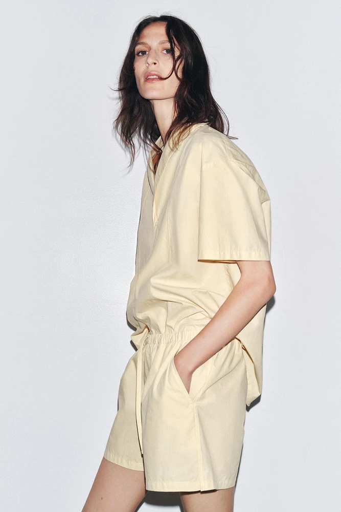 POPLIN SHORTS WITH STITCHING