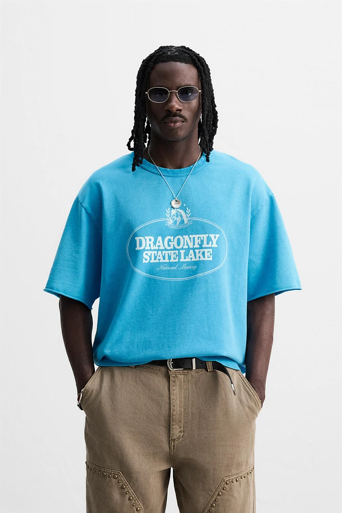 WASHED SWEATSHIRT WITH CONTRAST PRINT