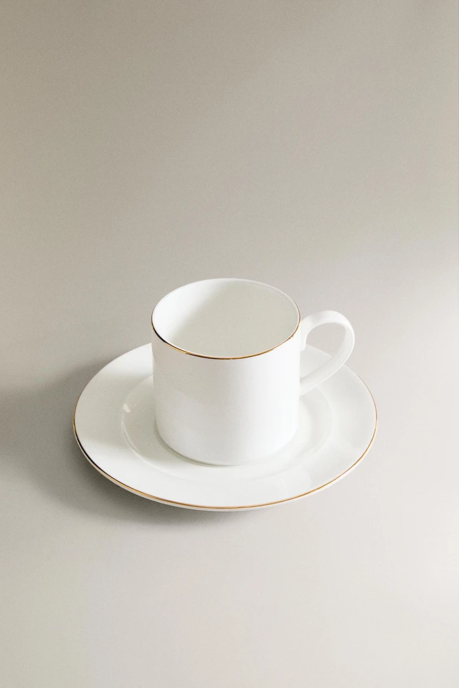 TASSE À THÉ AVEC SOUCOUPE PORCELAINE BONE CHINA BORD