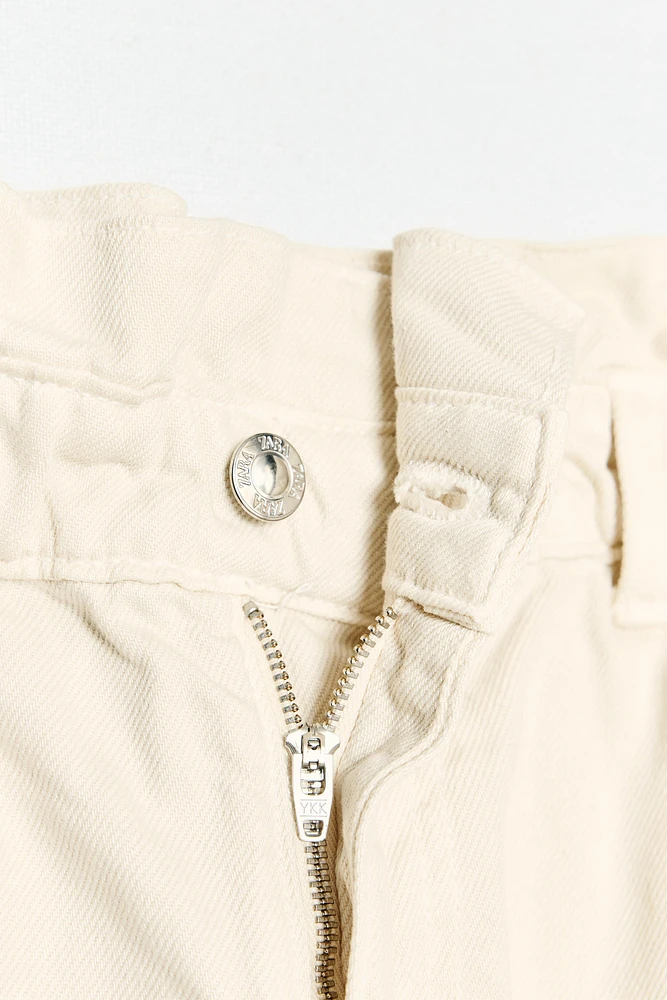 Z1975 DENIM PAPERBAG BELTED SHORTS