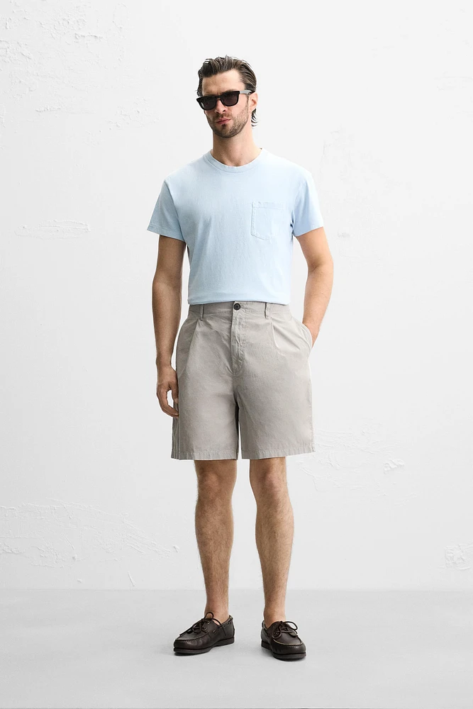 BERMUDA RELAXED FIT EFFET PLISSÉ
