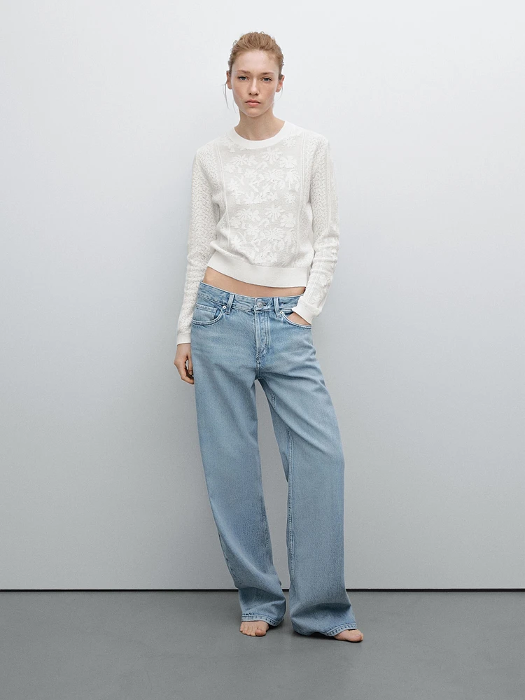 Pull en maille à dentelle ajourée