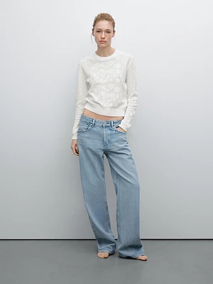 Pull en maille à dentelle ajourée