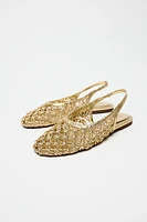 METALLIC BRAIDED SLINGBACKS