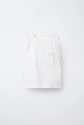 SLEEVELESS POCKET T-SHIRT