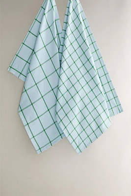 SET OF CHECK COTTON KITCHEN TOWELS (SET 2)